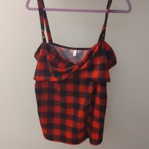 Plus Size Black and Red plaid Cami top